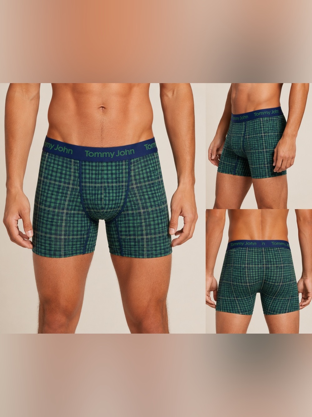 Tommy John Second Skin Boxer Briefs NWT Green Plaid Greener Pastures Flannel XL